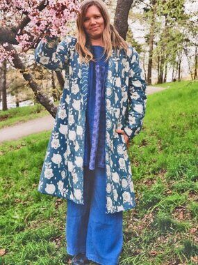 Gudrun Sjoden Block Print Coat (Reversible) XL - ORGANIC COTTON - New
